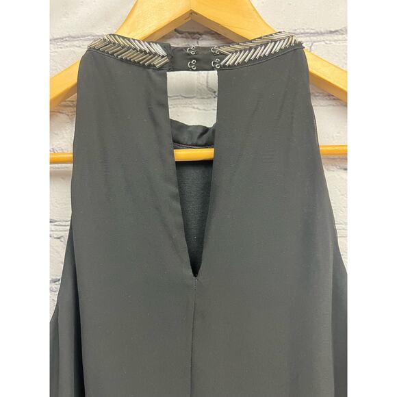 GUESS Women Halter Sleeveless fringe chain in black, Silver Size M - Picture 5 of 7